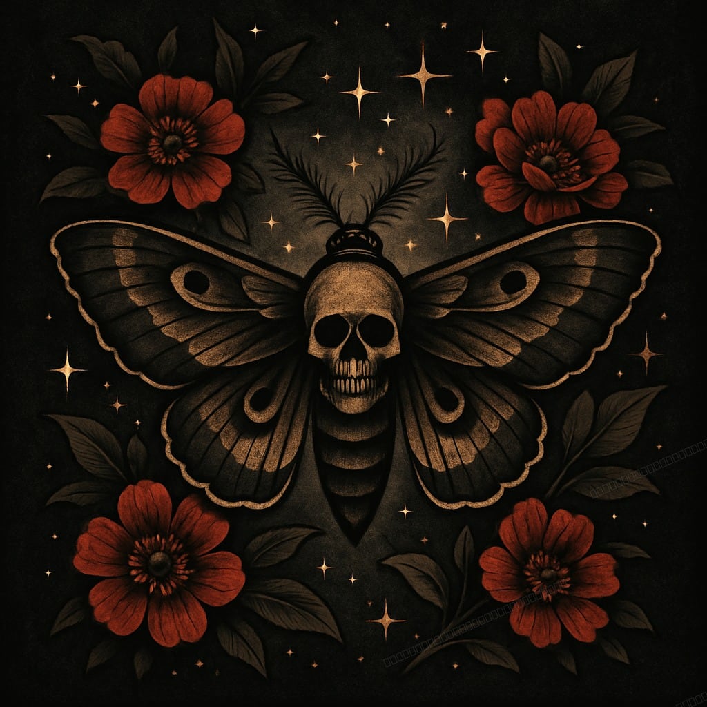 mariposa com crânio no tórax